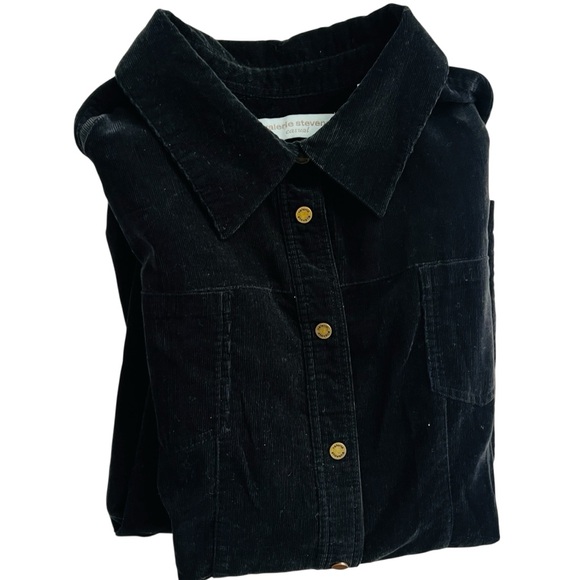 Valerie Stevens Black Button-Down Corduroy Long Sleeve Shirt - Picture 5 of 5